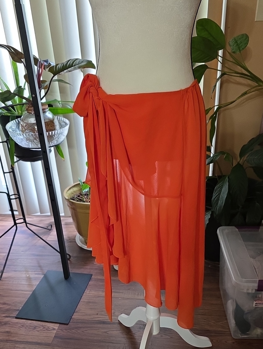 Sheer Orange Wrap Skirt/ Cover All 1X Shein Curve